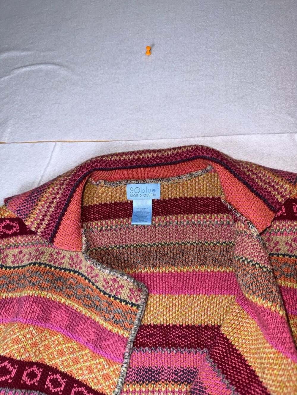 Sigrid Olsen SOblue Women's Colorful Fair Isle Pattern Knit Cardigan Sweater Siz - Picture 6 of 9